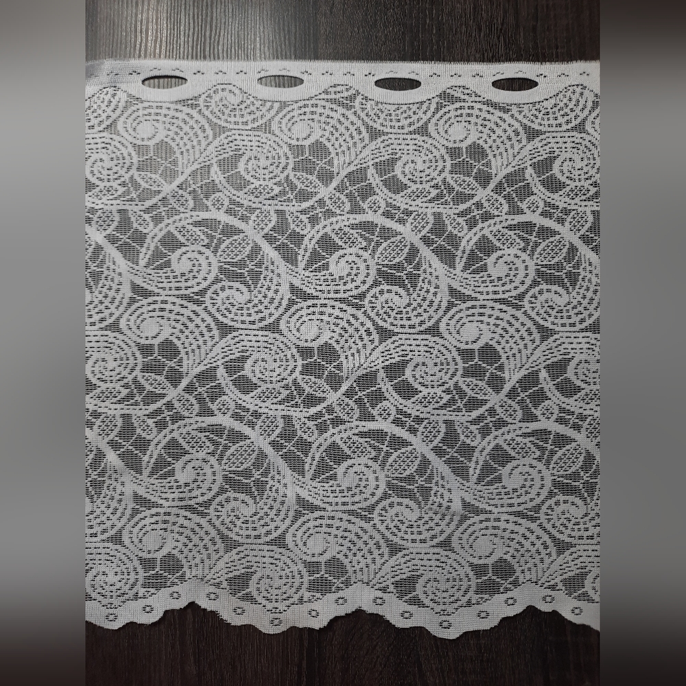 Vintage Pair of Scroll Lace Valance Curtains